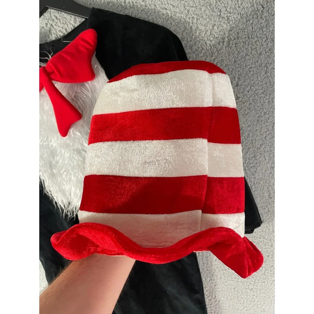 Dr Seuss Cat in the Hat Kids Costume Bodysuit Hat Set Small Black Red White